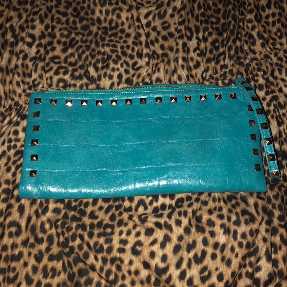 Clutch handbag color teal